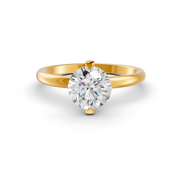 Round Cut Real Moissanite 2 Prong Solitaire Ring 14K Gold Plated